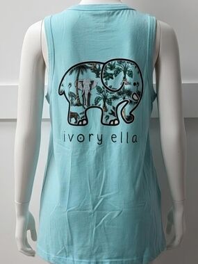 2 Ivory Ella Shirts Tropical Elephant Mint Tank And Long Sleeve Blue Top